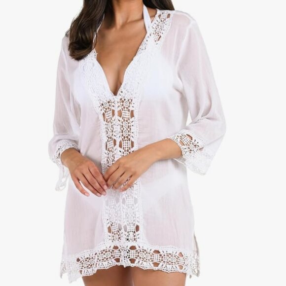 La Blanca Women's Tunic Cotton Swimsuit Cover Up White Size L6279